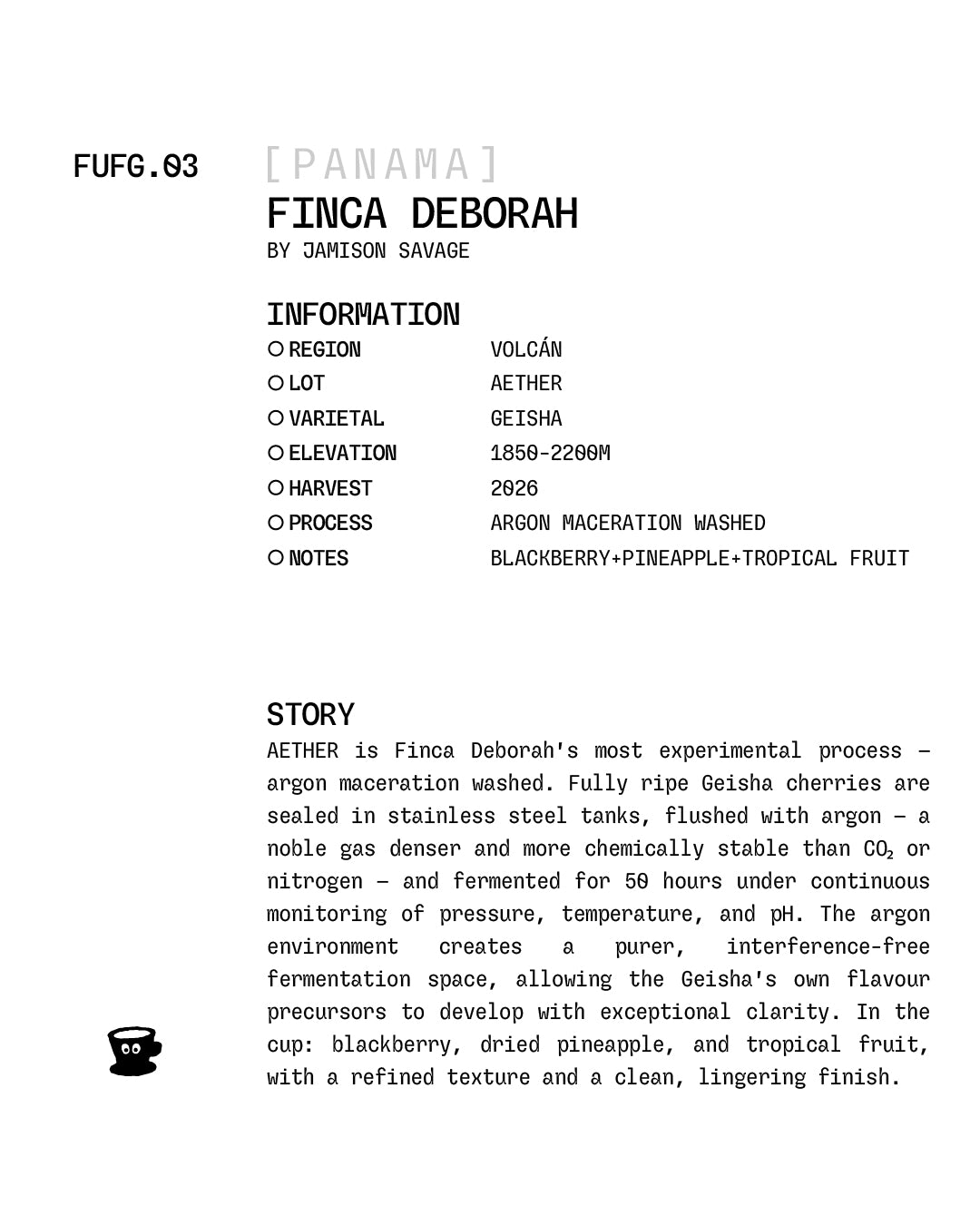 Panama - Finca Deborah / Geisha (AETHER) / Aether (Argon Maceration Washed)