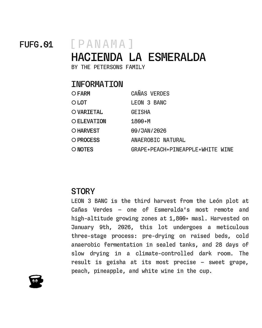Panama - Hacienda La Esmeralda / Geisha (LEON 3 BANC) / Anaerobic Natural